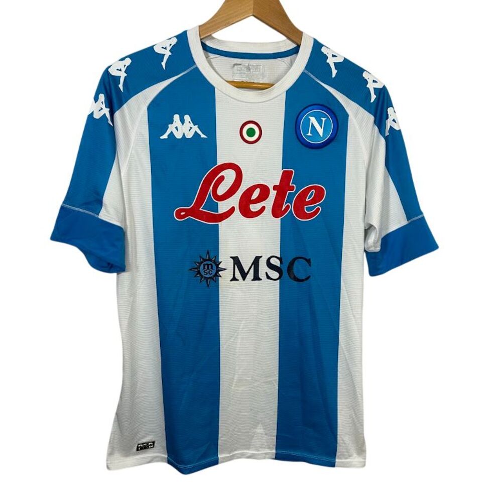 Napoli 20/21 Fourth Jersey by Kappa Mens L Blue Stripe Lete Kimbo